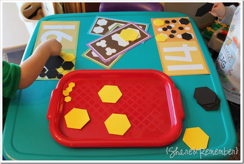 Preschool Activity Trays - number & shape math sets