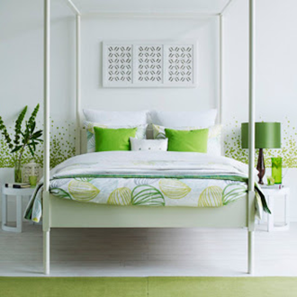kamar tidur nuansa hijau