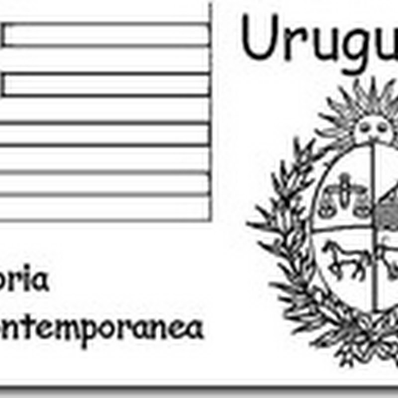 Colorear escudo y bandera de Uruguay