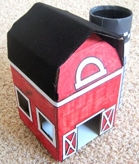 Cardboard Red Barn with Silo 5