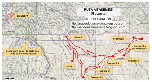 Mapa ruta megalítica Goizueta
