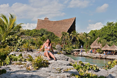 Sunbathing at Xcaret Park, south of Cancun, Mexico. 