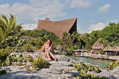 Sunbathing at Xcaret Park, south of Cancun, Mexico. 