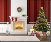 stylish fireplace decorated for christmas