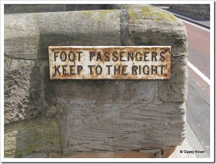These signs are on the old road bridge into Berwick upon Tweed.