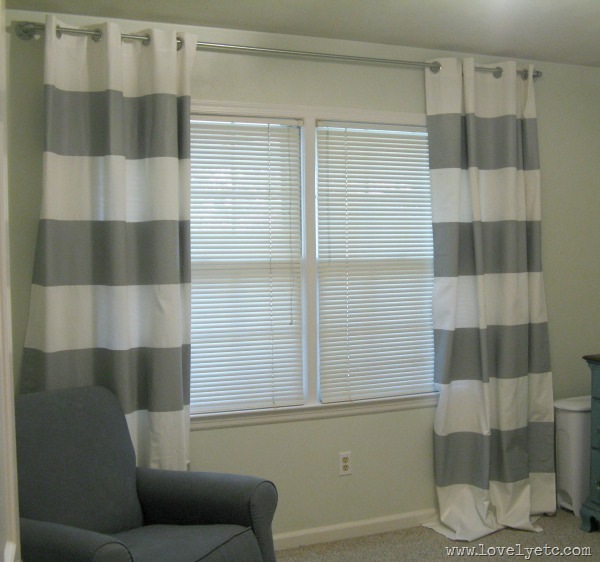 DIY gray striped curtains