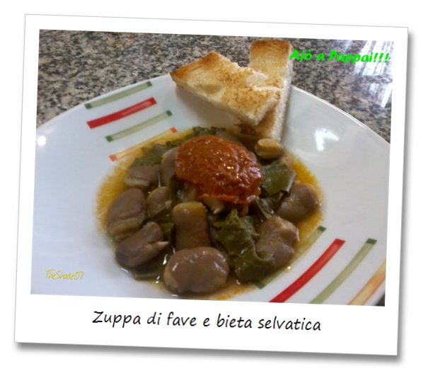 Fotografia del piatto zuppa di fave e bieta selvatica
