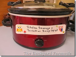 crock pot labels - The Backyard Farmwife