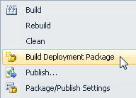 ASP.NET Web Project’s Build Deployment Package context menu option