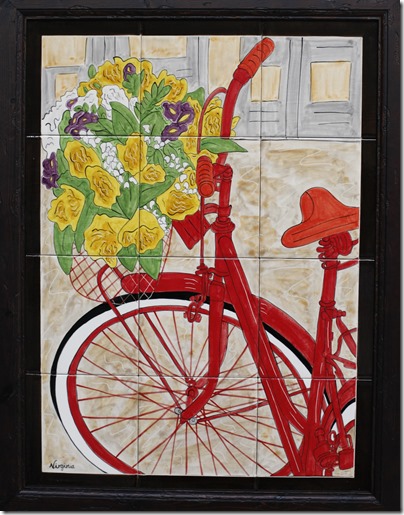 Red Bike and Blossoms C Virginia Arregui