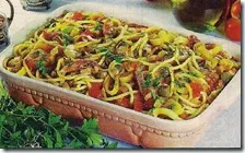 Spaghetti con porri e pancetta