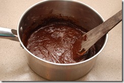 Melted dark chocolate mixed with oil and brown sugar