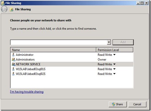 Lync 2013 - SQL Mir - file share perms