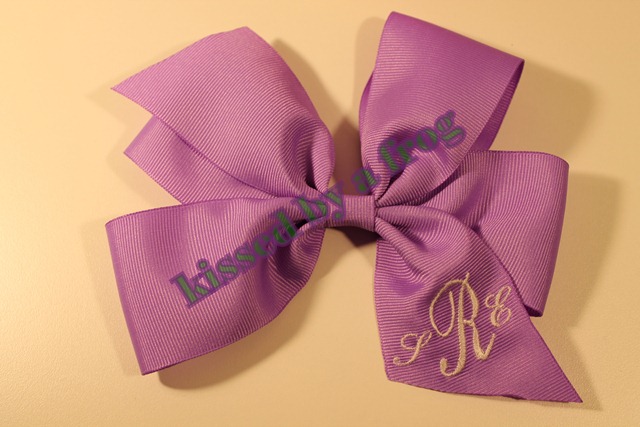 kissed by a frog monogram bow 1