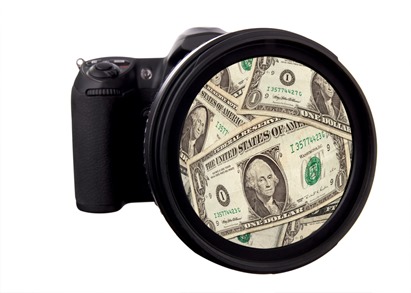 Digital DSLR Camera with money