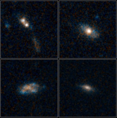 quatro galáxias e seus quasares distantes e obscuros