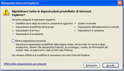 Fix it per ripristinare Internet Explorer