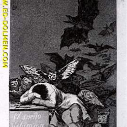 80 - Goya - Grabado de los Caprichos (el sueño de la razon produce monstruos)