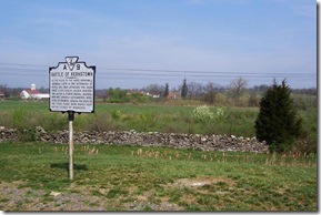 Battle of Kernstown marker A-9 with Pritchard Hill and Farm in the background.