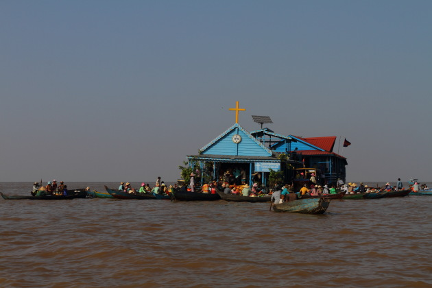 Floating village at Chong Khneas, Tonle Sap, Cambodia