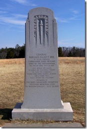 Monument to Gen. Barnard Bee who gave Jackson his nickname "Stonewall"