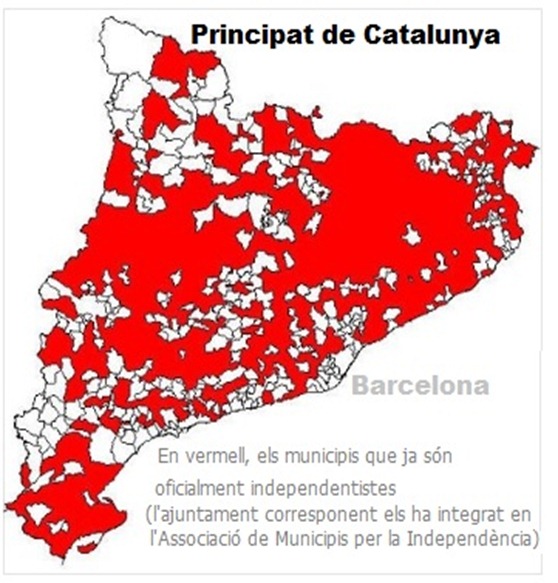 Mapa de las comunas catalanas independentistas 151012