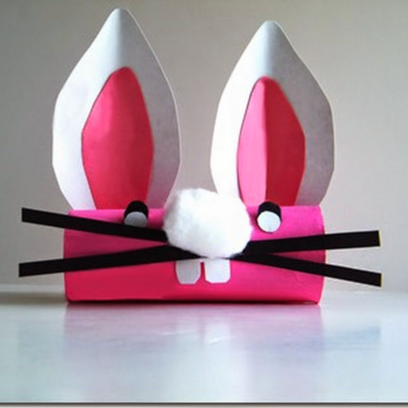 Manualidad Pascua, conejo hecho tubos de higiénico
