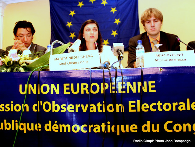 Au centre, Mariya Nedelcheva, membre du parlement européen et chef observatrice à la mission d’observation électorale de l’union européenne en RDC( MOE UE). Radio Okapi/ Photo John Bompengo