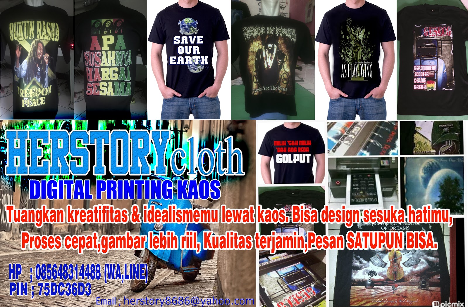 Digital Printing Kaos (sablon dg printer DTG). Kaos Kicau Mania