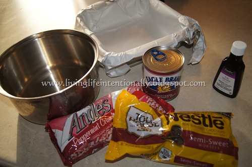 gather all your ingredients gather all your ingredients including Andes Peppermint Chips