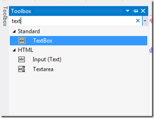 Toolbox Search in Visual studio - What's new in Visual studio 
