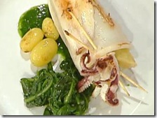 Calamaro ripieno con patate e pesto di cicoria