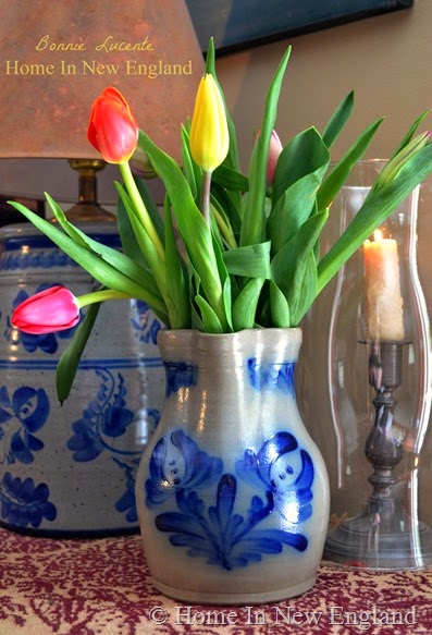 tulips blue jug