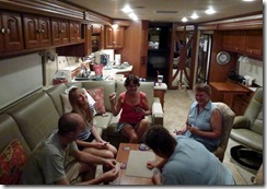 Heated game of Spoons-Brandon, Amanda, Tricia, Syl and Gin