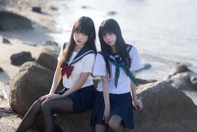 Coser@不呆猫 & 三無人型 水手服百合黑丝