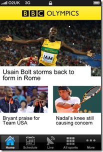 BBC Olympics -app Jocurile Olimpice