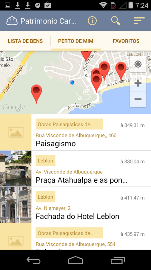   Patrimônio Carioca: captura de tela 