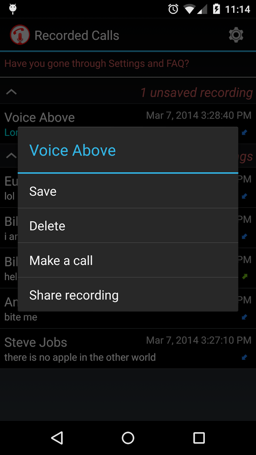 Calls Recall Pro Screen 2