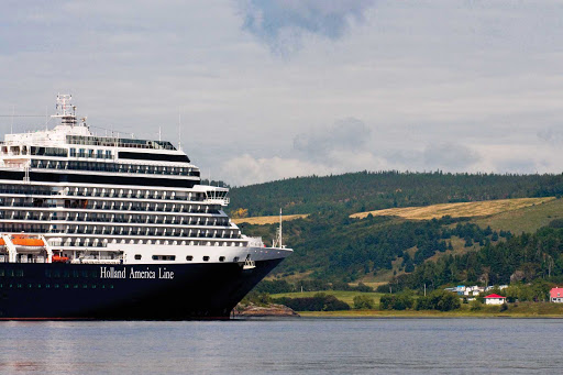 Holland America Line's Eurodam cruises the Saguenay River in the Saguenay-Lac-Saint-Jean region of Quebec, Canada, about 125 miles north of Quebec City.