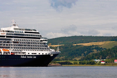 Holland America Line's Eurodam cruises the Saguenay River in the Saguenay-Lac-Saint-Jean region of Quebec, Canada, about 125 miles north of Quebec City.