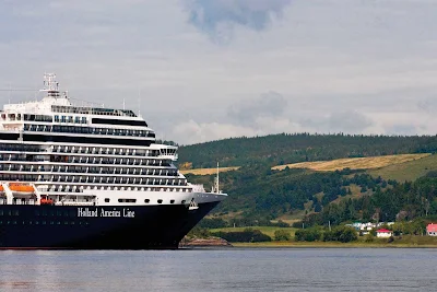 Holland America Line's Eurodam cruises the Saguenay River in the Saguenay-Lac-Saint-Jean region of Quebec, Canada, about 125 miles north of Quebec City.