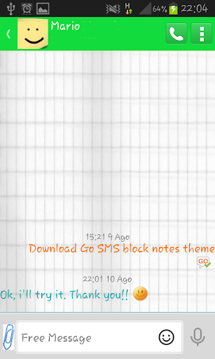 GO SMS PRO - Theme block notes