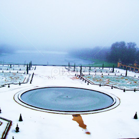 Versaille's Garden in Winter by Lilly Revheim - Landscapes Waterscapes