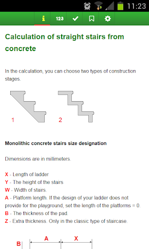 Calculation of concrete stairs