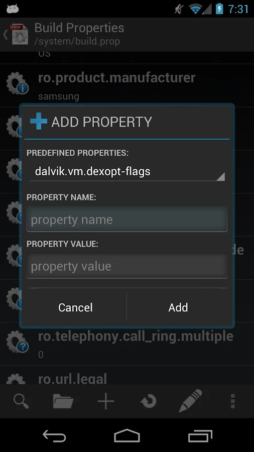 Build Prop Editor - screenshot