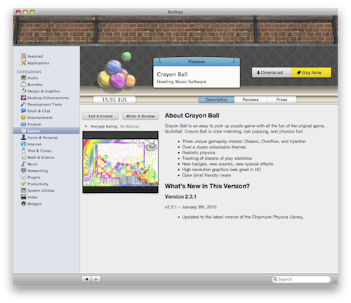 Bodega, appstore officiel
