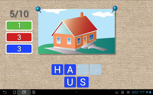 Android application Learn to write German words screenshot