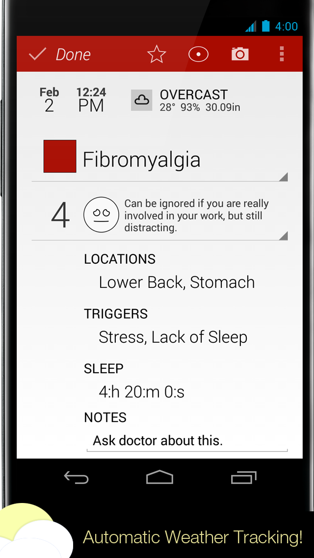 My Pain Diary Screen 2