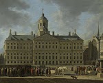 Het nieuwe stadhuis op de Dam te Amsterdam, Gerrit Adriaensz. Berckheyde, 1672