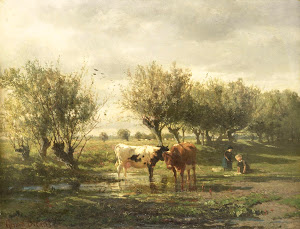 RIJKS: Gerard Bilders: Cows at a pond 1865